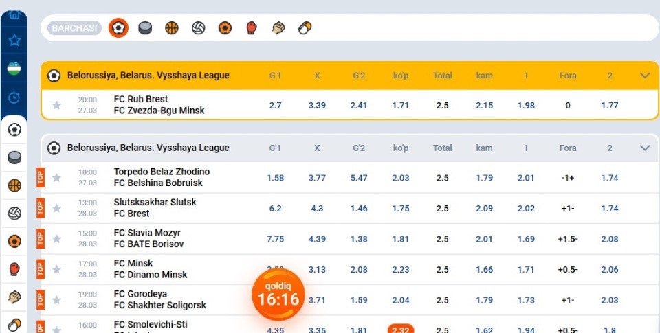 Ставки на футбол Mostbet